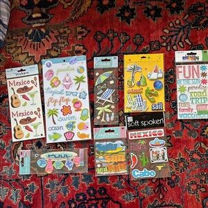 Tropical Vacation Sticker Pack - Bright Multicolor Beach Icons for Scrapbooking